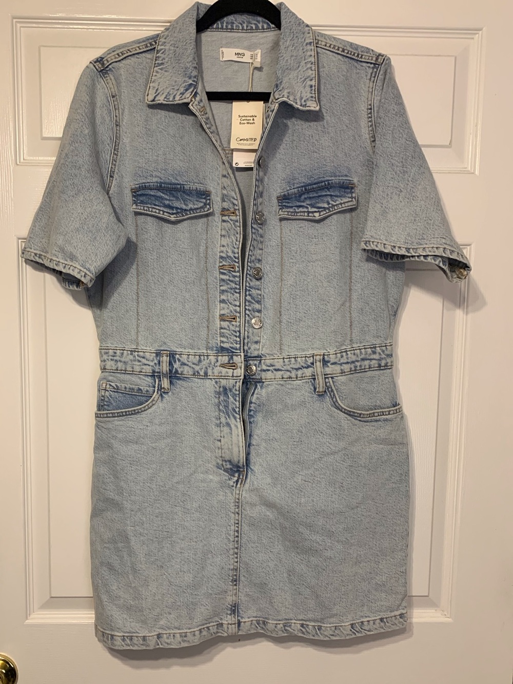 Mango Light Blue Denim Short-Sleeve Kids Dress
